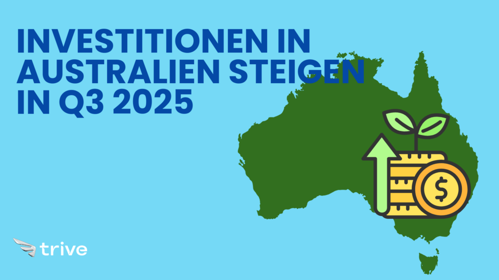 Grafik mit Australien-Karte und Symbol für wachsende Investitionen im dritten Quartal 2025
